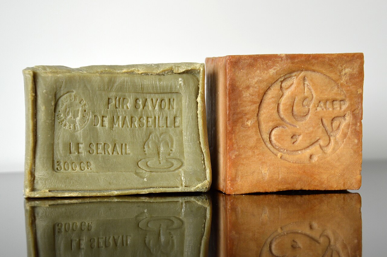 Bars of pure Marseille and Aleppo soap, 2024